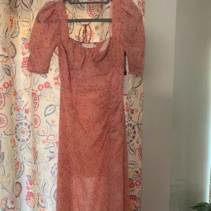 ASTR pink floral midi dress